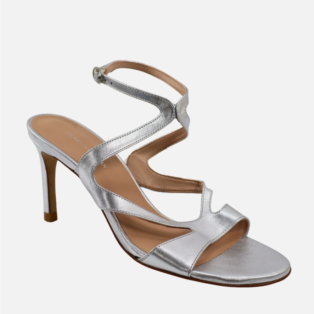 Stuart Weitzman mariposa leather silver heels